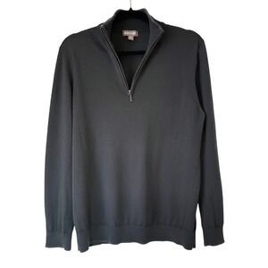 Ash & Erie Merino Wool Quarter-Zip Sweater Charcoal Gray Sz M